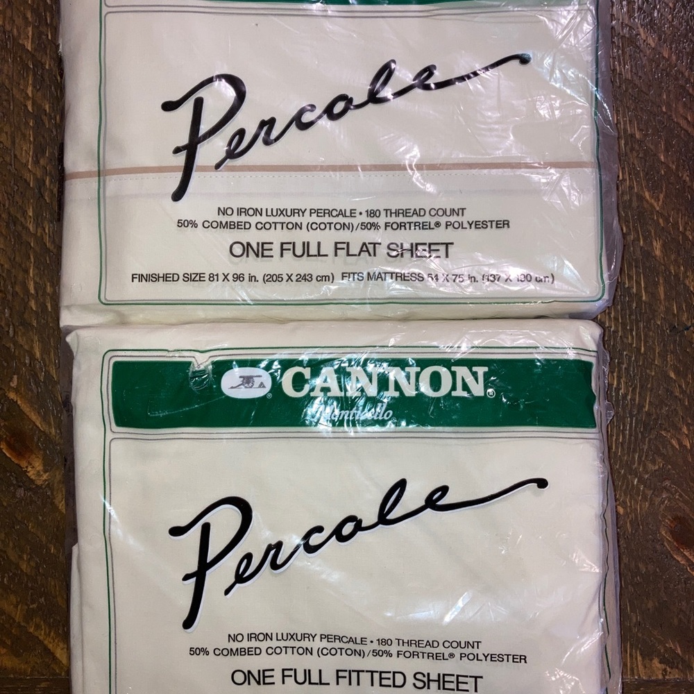Vintage Cannon Monticello Full Size Flat And Fitted Sheet Set Luxury Percale
